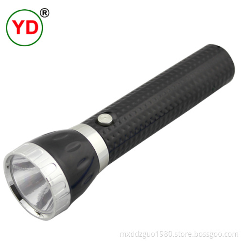 LED Flashlight Torch Plastic Body with Rechargeable Battery